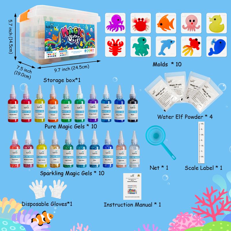 Magic Water Elf Toy Kit with Magic Gels, Molds - Imaginative Play, Christmas Gifts, Birthday Gifts, Party Favors, and Family-Friendly DIY STEM Projects