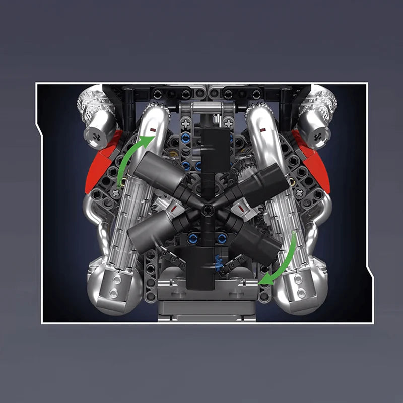 Motorised German V8 Engine With Gearbox 1169pcs
