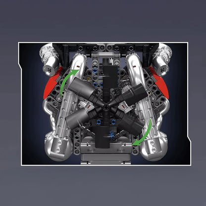 Motorised German V8 Engine With Gearbox 1169pcs