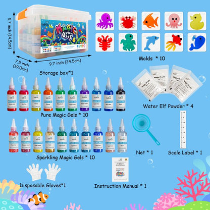 Magic Water Elf Toy Kit with Magic Gels, Molds - Imaginative Play, Christmas Gifts, Birthday Gifts, Party Favors, and Family-Friendly DIY STEM Projects