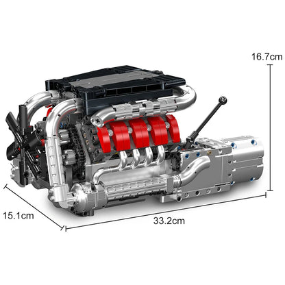 Motorised German V8 Engine With Gearbox 1169pcs