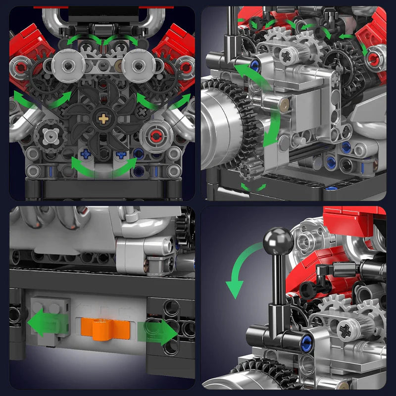Motorised Italian V8 Engine 750pcs