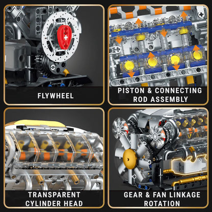 Motorised V8 Engine 691pcs
