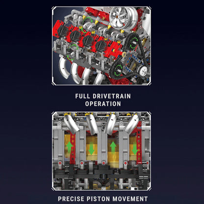 Motorised Italian V8 Engine 2718pcs