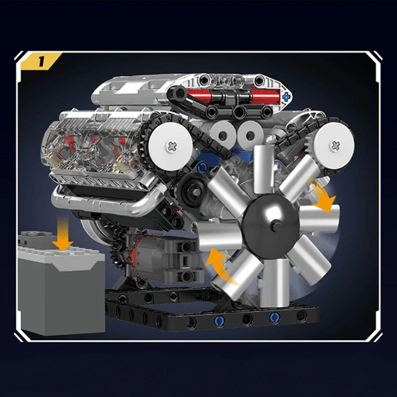 Motorised V8 Engine 552pcs