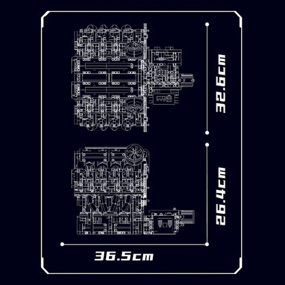 Motorised Italian V8 Engine 2718pcs