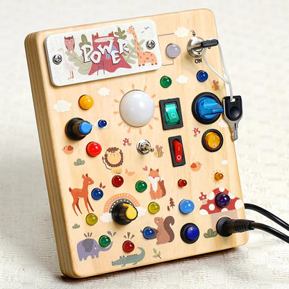 Square-Shaped Wooden Busy Board Portable Learning Kids Toys