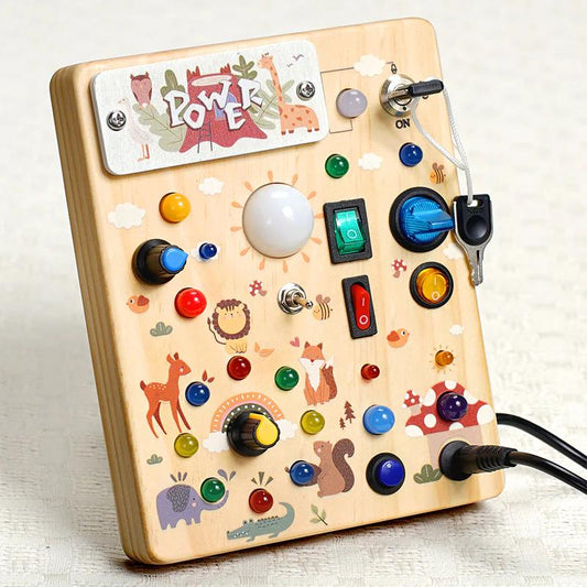 Square-Shaped Wooden Busy Board Portable Learning Kids Toys