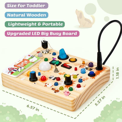 Square-Shaped Wooden Busy Board Portable Learning Kids Toys