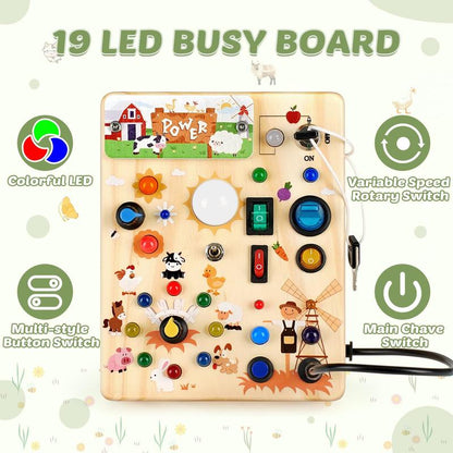 Square-Shaped Wooden Busy Board Portable Learning Kids Toys
