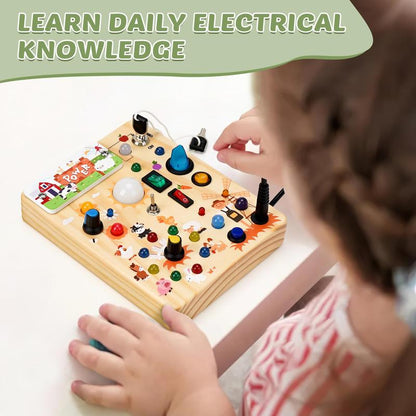 Square-Shaped Wooden Busy Board Portable Learning Kids Toys